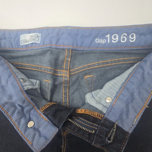 Gap 1969 Always Skinny dark wash womens jeans size 25/0P - Picture 4 of 8